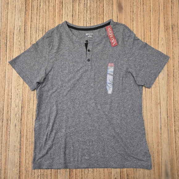 Men's Gray Henley Shirt - Picture 1 of 9